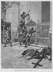 Looting of the Temple of Cesena (engraving)