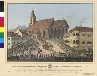 Coronation of the empress Caroline Auguste to the Queen of Hungary on 25. September 1825 in Bratislava