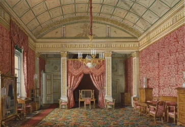Interiors of the Winter Palace. The First Reserved Apartment. The Bedroom of Grand Princess Maria Nikolayevna, 1867