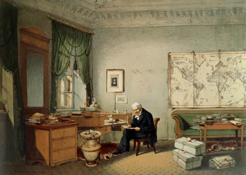 Baron Alexander von Humboldt in his Study