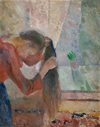 Girl Combing Her Hair