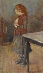 Redhaired Girl with White Rat