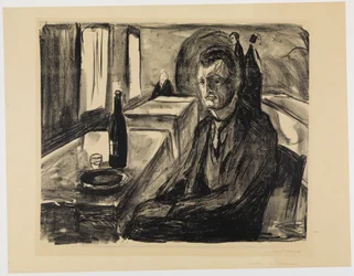 Self-Portrait with Wine Bottle