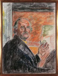 Self-Portrait with Pastel Crayon