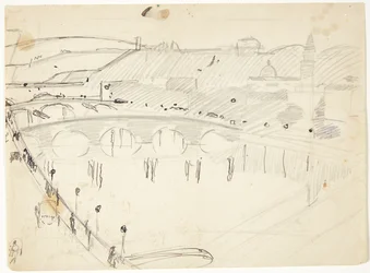 View from a Window by the Lungarno Over the River Towards Santo Spirito and San Miniato Heights, Florence
