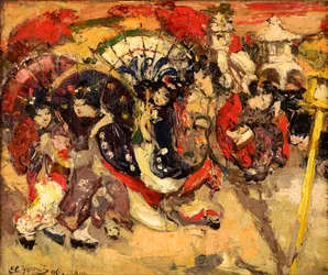 Japanese Figures in a Garden