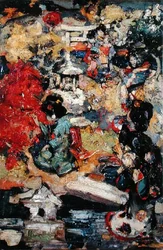 Japanese Figures in a Garden