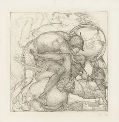 Aeneas slaying Mezentius