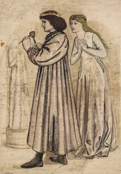 Scene of King Rene Sculpting a Figure While Being Watched by His New Bride