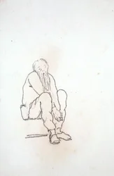 Self Portrait of the Artist, Seated, with his Hands between his Knees, from an Album of Drawings