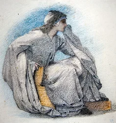 Study of a Robed, Seated Figure, c.1866