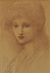 Portrait of Laura Lyttelton, Nee Tennant, with Her Eyes Downcast
