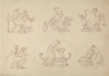 Six Studies of Mother and Daughter Playing