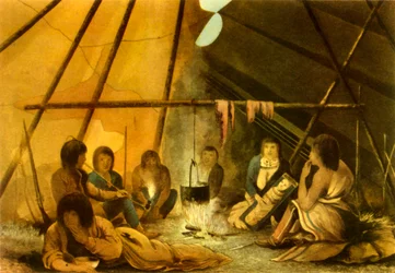 Interior of a Cree Indian Tent, 1820, 1946