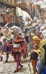 Joan of Arc, entering Tours in triumph