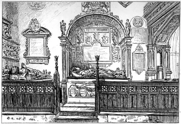 The pew at Clopton church, Stratford-upon-Avon, Warwickshire, 1885