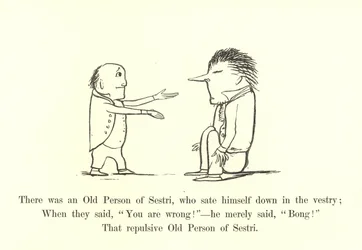 There was an Old Person of Sestri, Who Sat Himself Down in the Vestry