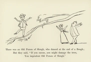 There Was an Old Person of Slough, Who Danced at the End of a Bough