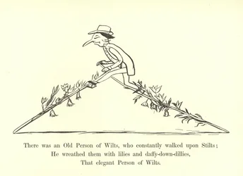 There was an Old Person of Wilts, who constantly walked upon Stilts