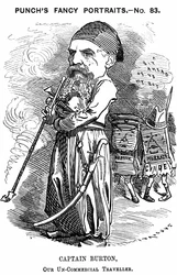 Richard Francis Burton (1821-1890) English Orientalist and Explorer. Cartoon by Edward Linley Sambourne for Punch, London