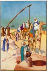 A Halting-Place in the Desert, Drawing Water from a Well