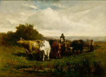 Untitled (Man on Horseback, Woman on Foot Driving Cattle)