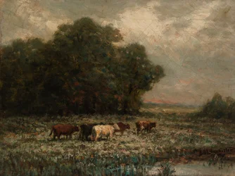 Untitled landscape with cattle grazing