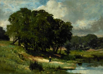 Woman Standing near a Pond