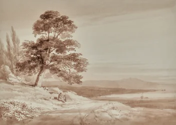 Landscape with figures and tree