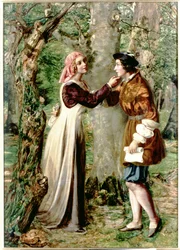 Celia Telling Rosalind that Orlando is in the Forest