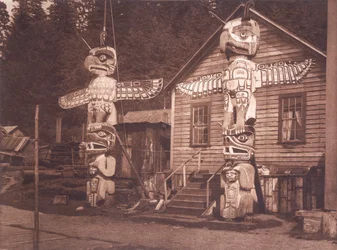 Carved Posts at Alert Bay, British Columbia