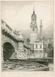 Part of Old London Bridge, St Magnus and the Monument
