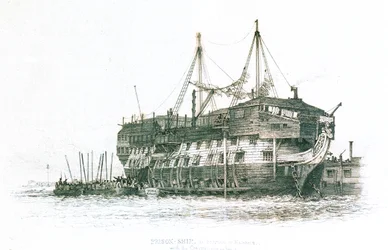 Prison-Ship in Portsmouth Harbour with the Convicts Going on Board