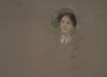 Bust-Length Sketch of a Woman Wearing a Bonnet