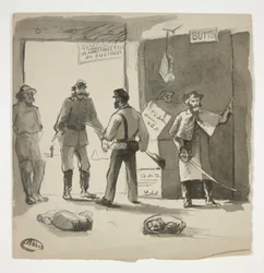 Civil War Sketch (recto); Man Viewing a Painting (verso)
