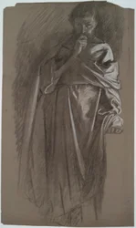 Figure study, man holding gown