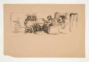 Figures at a Table - Unidentified Illustration