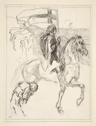 Galahad Departs, study for The Quest of the Holy Grail (series of fifteen paintings for the Boston Public Library, completed in 1901)