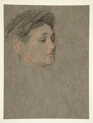 Head of Woman, Black Hair, for Coronation of Edward VII