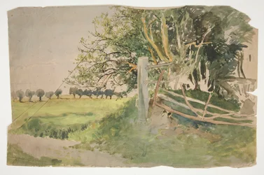 Landscape with Trees and Broken Fence