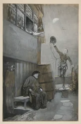 Sketch for Nighttime Rendezvous - 3 figures: two male, one female