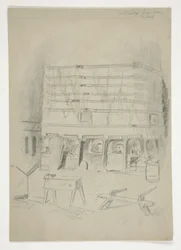 Sketch of Continental Iron Works (industrial interior)