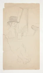 Sketch of a Crippled Man Seated at Table in Bar