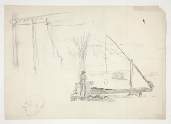 Sketch of a Man by a Well