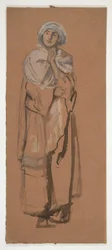 Sketch of a turbaned figure - unidentified illustration