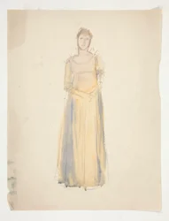 Sketch of a Woman (Dressed in Yellow) - Costume Study for a Play?