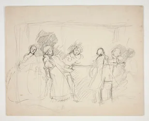 Sketch of Figures Around a Table - Unidentified Illustration for a Play?