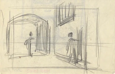 Street Scene with Figures (recto); Architectural Study (verso)