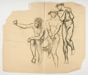 Study for Forge of Vulcan; Three Miners- Steelworkers