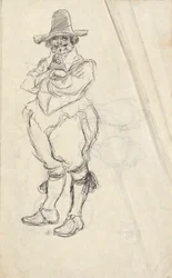 Study of a Man in 17th Century Dutch Costume - Unidentified. Studies on Reverse